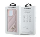 Karl Lagerfeld Quilted Signature Apple iPhone 16 Pro Max hátlap tok, rózsaszín KLHCP16XPQDSMGP