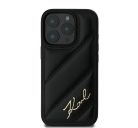 Karl Lagerfeld Quilted Signature Apple iPhone 16 Pro hátlap tok, fekete KLHCP16LPQDSMGK