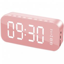   Rádiós hangszóró és ébresztőóra, bluetooth v5.0, LED kijelző, microSD kártyaolvasó, fm rádió, 3.5mm, Wooze Sunrise, rózsaszín