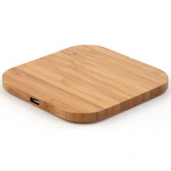   Univerzális vezeték nélküli töltő állomás, Qi Wireless, 10W, fahatású, négyzet alakú, Wooze Bamboo Qi Wireless Cube Shape, barna