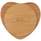 Univerzális vezeték nélküli töltő állomás, Qi Wireless, 10W, fahatású, szív alakú, Wooze Bamboo Qi Wireless Heart Shape, barna