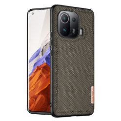   Xiaomi Mi 11 Pro, Műanyag hátlap védőtok + szilikon keret, fényvisszaverő szövet hátlap, rács minta, Dux Ducis Fino, zöld