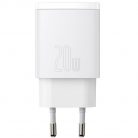 Hálózati töltő adapter, 20W, USB aljzat, USB Type-C aljzat, gyorstöltés, PD, QC 3.0, Baseus CCXJ-B02, fehér