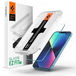   Apple iPhone 13 / 13 Pro / 14, Kijelzővédő fólia, ütésálló fólia (az íves részre is!), Tempered Glass (edzett üveg), Spigen Ez Fit HD, Clear