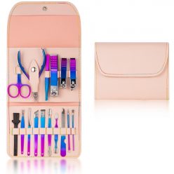   Prémium 3in1 manikűr szett, kézápoláshoz, lábápoláshoz, arcápoláshoz, 16 db-os, színátmenetes, Wooze Manicure Set, lila/kék