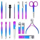 Prémium 3in1 manikűr szett, kézápoláshoz, lábápoláshoz, arcápoláshoz, 16 db-os, színátmenetes, Wooze Manicure Set, lila/kék