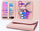 Prémium 3in1 manikűr szett, kézápoláshoz, lábápoláshoz, arcápoláshoz, 16 db-os, színátmenetes, Wooze Manicure Set, lila/kék