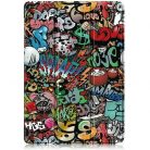 Apple iPad Pro 12.9 (2020), mappa tok, Apple Pencil tartóval, graffiti minta, Smart Case, Wooze New Style Trifold Case, színes