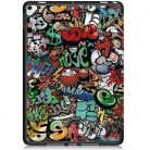 Apple iPad Pro 12.9 (2020), mappa tok, Apple Pencil tartóval, graffiti minta, Smart Case, Wooze New Style Trifold Case, színes