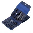 Prémium 3in1 manikűr szett, kézápoláshoz, lábápoláshoz, arcápoláshoz, 16 db-os, Wooze Manicure Set, sötétkék