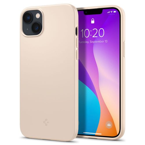 Apple iPhone 14 Plus, Műanyag hátlap védőtok, Spigen Thin Fit, homok-beige