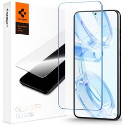   Samsung Galaxy S23 SM-S911, Kijelzővédő fólia, ütésálló fólia (az íves részre is!), Tempered Glass (edzett üveg), Spigen Glastr Slim HD, Clear