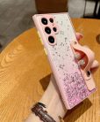 Xiaomi Redmi 9, Szilikon tok, közepesen ütésálló, kézpánttal, színátmenetes, csillogó minta, Wooze Strap Star, mintás/rózsaszín