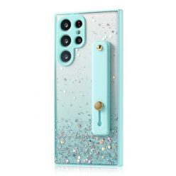   Xiaomi Redmi 9T, Szilikon tok, közepesen ütésálló, kézpánttal, színátmenetes, csillogó minta, Wooze Strap Star, mintás/menta