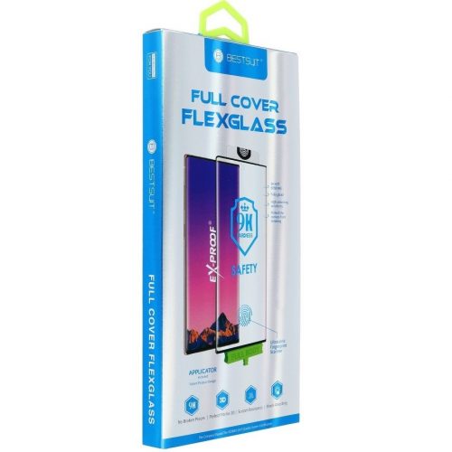 Samsung Galaxy S23 Plus SM-S916, Kijelzővédő fólia, ütésálló fólia, Tempered Glass (edzett üveg), ujjlenyomat támogatás, 5D, Full Cover, Nano Flexi Glass, fekete