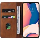 OnePlus 9, Oldalra nyíló tok, stand, kártyatartóval, kézpánttal, Wooze Business Plus, barna