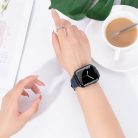 Apple Watch 1-6, SE (38 / 40 mm) / Watch 7-8 (41 mm), bőr pótszíj, gyémánt minta, Hoco WA18, sötétkék