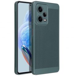   Xiaomi Redmi Note 12 Pro 5G, Műanyag hátlap védőtok, légáteresztő, lyukacsos minta, Breezy, sötétzöld