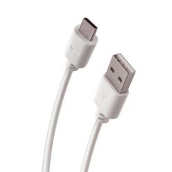 USB töltő- és adatkábel, USB Type-C, 100 cm, fehér 2A