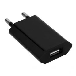 Hálózati töltő adapter, USB, 1000mAh, fekete