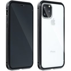   Xiaomi Mi 9 Pro / 9 Pro 5G, Alumínium mágneses védőkeret, elő- és hátlapi üveggel, Magnetic Full Glass, átlátszó/fekete