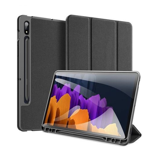 Samsung Galaxy Tab S7 Plus 12.4 / Tab S7 FE 12.4 / Tab S8 Plus 12.4, mappa tok, Trifold, S Pen tartóval, Dux Ducis Domo, fekete