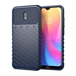   Xiaomi Redmi 8A, Szilikon tok, közepesen ütésálló, domború csíkos minta, sötétkék