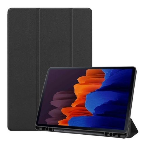 Samsung Galaxy Tab S7 Plus 12.4 / Tab S8 Plus 12.4, mappa tok, Trifold, érintőceruza tartó, fekete