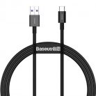 USB töltő- és adatkábel, USB Type-C, 200 cm, 6000 mA, 66W, törésgátlóval, gyorstöltés, Baseus CATYS-A01, fekete