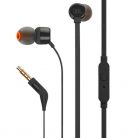 Vezetékes sztereó fülhallgató, 3.5 mm, mikrofon, funkció gomb, JBL T110, fekete, gyári