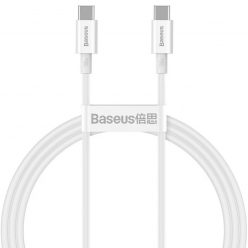   USB Type-C töltő- és adatkábel, USB Type-C, 100 cm, 5000 mA, 100W, törésgátlóval, gyorstöltés, PD, Baseus Superior, CATYS-B02, fehér