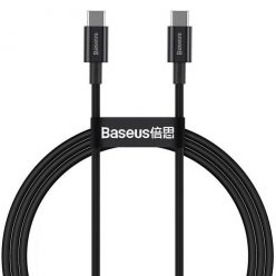   USB Type-C töltő- és adatkábel, USB Type-C, 100 cm, 5000 mA, 100W, törésgátlóval, gyorstöltés, PD, Baseus Superior, CATYS-B01, fekete