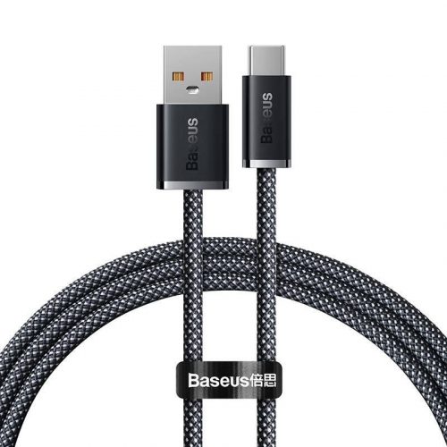 USB töltő- és adatkábel, USB Type-C, 100 cm, 6000 mA, 100W, gyorstöltés, cipőfűző minta, Baseus Dynamic, CALD000616, szürke