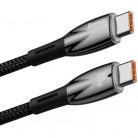 USB Type-C töltő- és adatkábel, USB Type-C, 200 cm, 5000 mA, 100W, törésgátlóval, gyorstöltés, PD, Baseus Glimmer, CADH000801, fekete