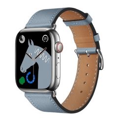   Apple Watch 1-6, SE, SE (2022) (38 / 40 mm) / Watch 7-8 (41 mm), bőr pótszíj, állítható, Hoco WA17, szürke