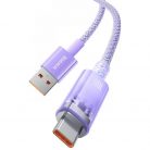 USB töltő- és adatkábel, USB Type-C, 100 cm, 6000 mA, 100W, gyorstöltés, cipőfűző minta, Baseus Explorer, CATS010405, lila