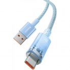 USB töltő- és adatkábel, USB Type-C, 100 cm, 6000 mA, 100W, gyorstöltés, cipőfűző minta, Baseus Explorer, CATS010403, világoskék