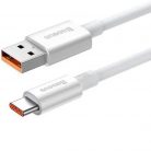 USB töltő- és adatkábel, USB Type-C, 150 cm, 6000mA, 100W, törésgátlóval, gyorstöltés, PD, QC, Baseus Superior, P10320102214-02, fehér