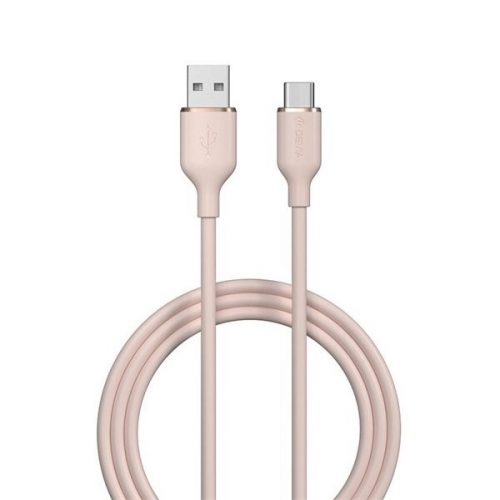 USB töltő- és adatkábel, USB Type-C, 120 cm, 2400 mA, gyorstöltés, Devia Jelly, EC629, rózsaszín