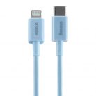 USB Type-C töltő- és adatkábel, Lightning, 100 cm, 20W, törésgátlóval, gyorstöltés, PD, Baseus Superior, CAYS001903, világoskék