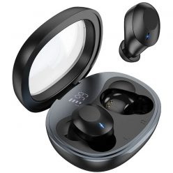   Bluetooth sztereó fülhallgató, v5.3, TWS, töltőtok, zajszűrővel, érintés vezérlés, LED-es kijelző, Hoco EQ3, fekete