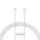 USB Type-C töltő- és adatkábel, USB Type-C, 200 cm, 30W, törésgátlóval, gyorstöltés, PD, Baseus Superior, P10365200211-01, fehér