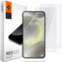   Samsung Galaxy S24 SM-S921, Kijelzővédő fólia (az íves részre is!), Spigen Neo Flex Solid, Clear Prémium, 2 db / csomag