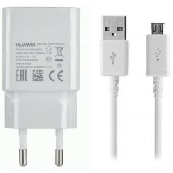   Hálózati töltő adapter, 5V / 1000 mAh, USB aljzat, microUSB kábellel, Huawei, fehér, gyári