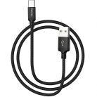 USB töltő- és adatkábel, USB Type-C, 100 cm, 3000 mA, törésgátlóval, cipőfűző minta, Hoco X14 Times Speed, fekete