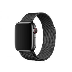   Apple Watch 4-6, SE, SE (2022) (38 / 40 mm), fém pótszíj, milánói stílus, fekete, gyári