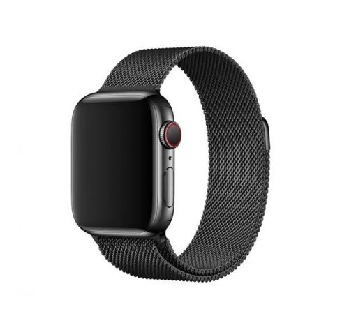 Apple Watch 4-6, SE, SE (2022) (38 / 40 mm), fém pótszíj, milánói stílus, fekete, gyári