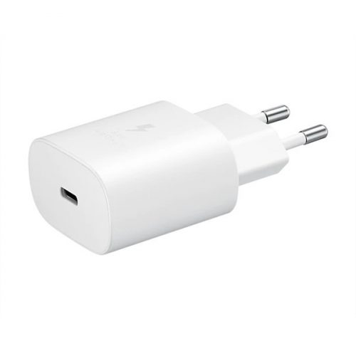 Hálózati töltő adapter, 25W, USB Type-C aljzat, PD, gyorstöltés, Samsung, fehér, gyári