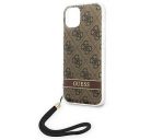 Guess 4G Print Strap Apple iPhone 14 hátlap tok, barna