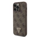 Guess 4G Strass Triangle Metal Logo tok, iPhone 15 Pro Max, Barna